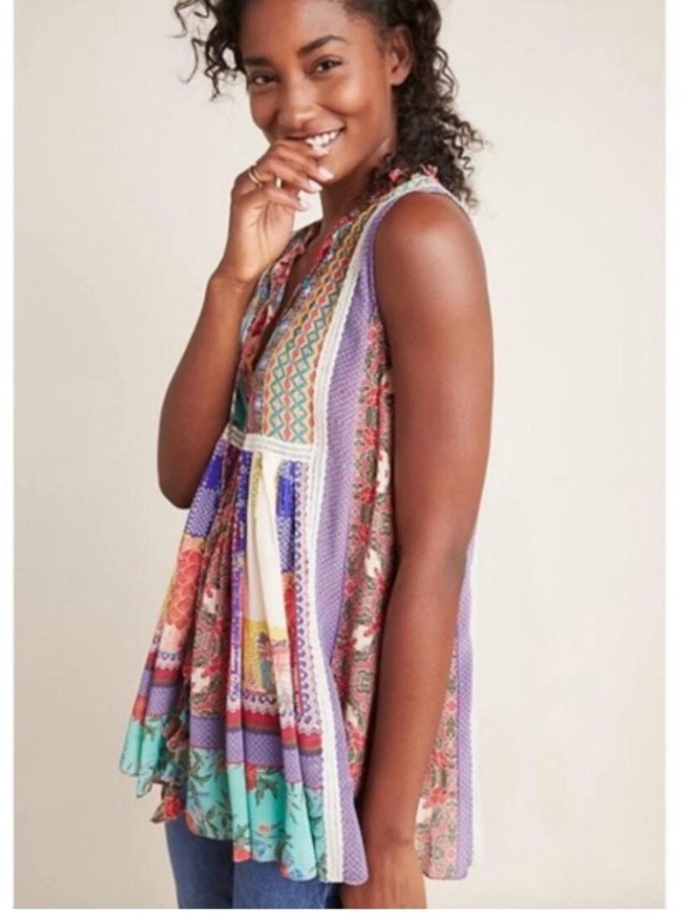 BHANUNI by Jyoti Anthropologie Sleeveless Blouse - Picture 2 of 14